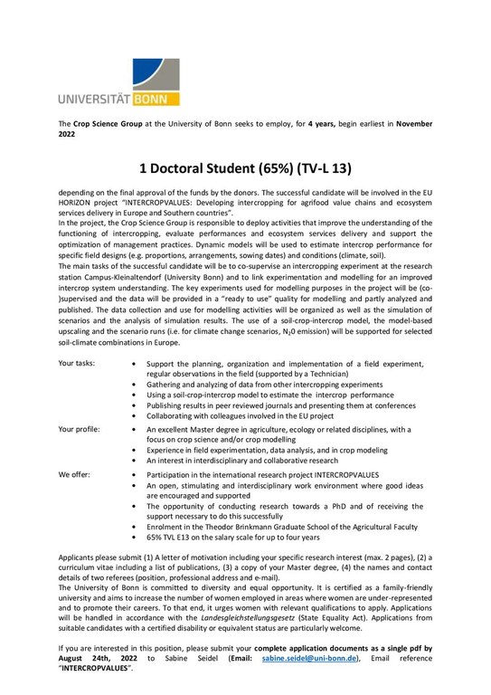 Doctoral Student (65%) (TV-L 13)