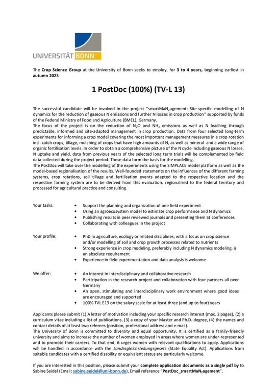 PostDoc (100%) (TV-L 13) PostDoc (100%) (TV-L 13)